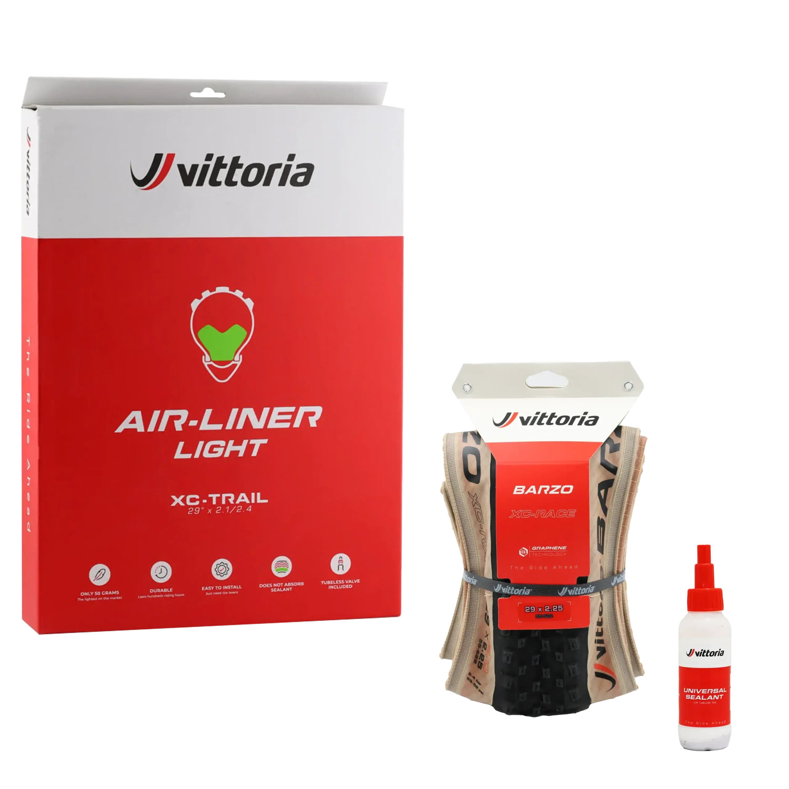 Barzo XC Race, Air-Liner Light XC, and Sealant bundle