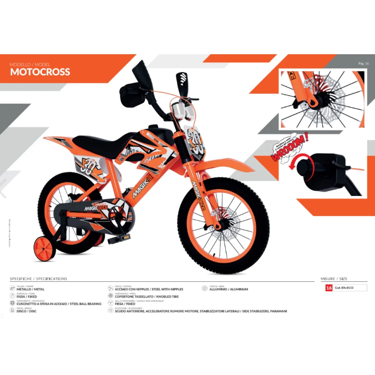 Bicicletta bambino Magik Bike Motocross 16″